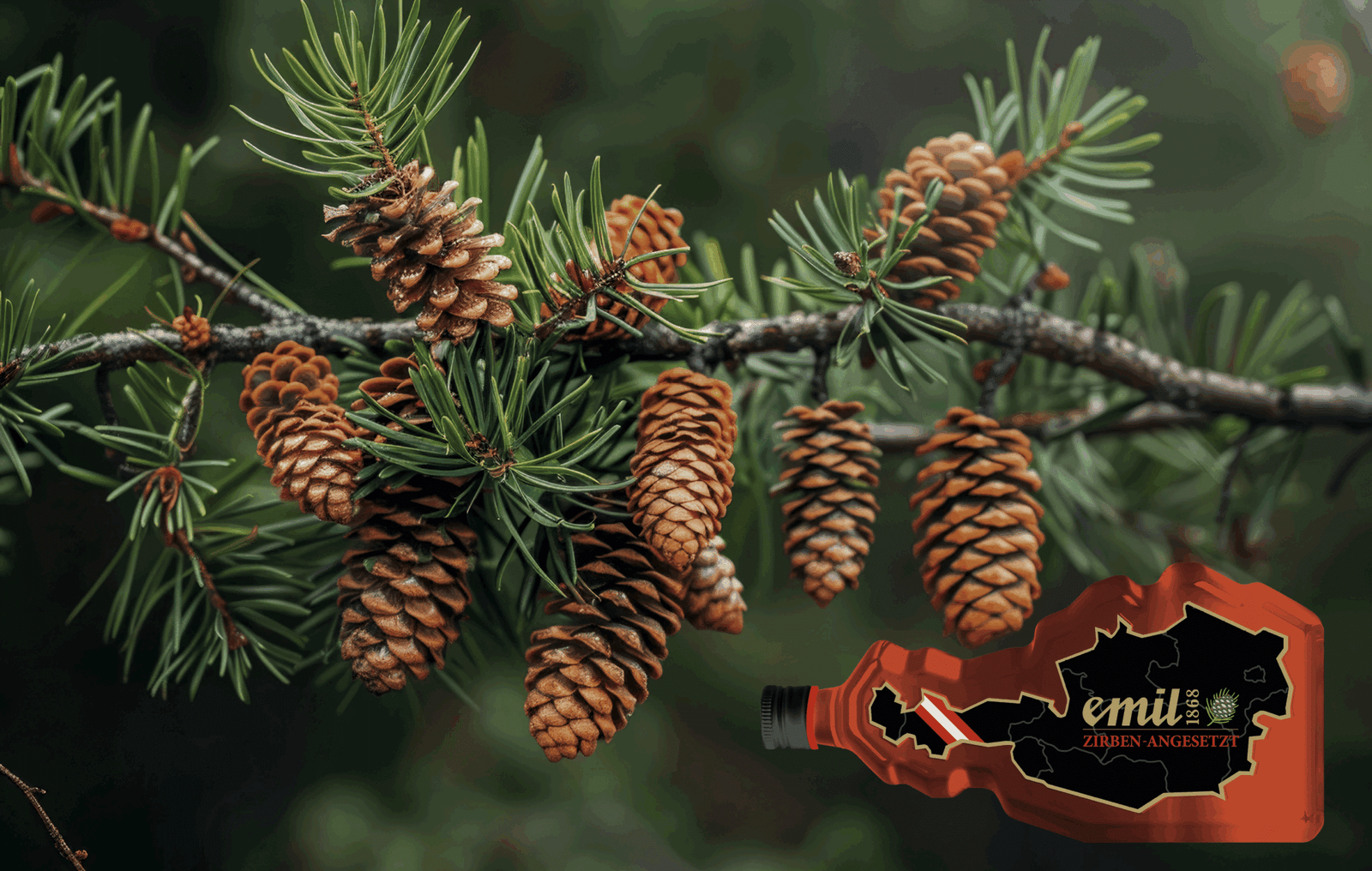 Zirben Zapfen auf Ast