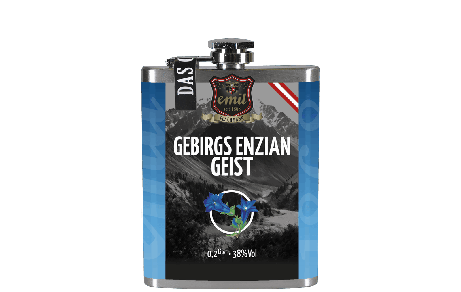 Gebirgs Enzian Geist 38%vol Flachmann Standard – traditionelle Alpenvariante von emil 1868