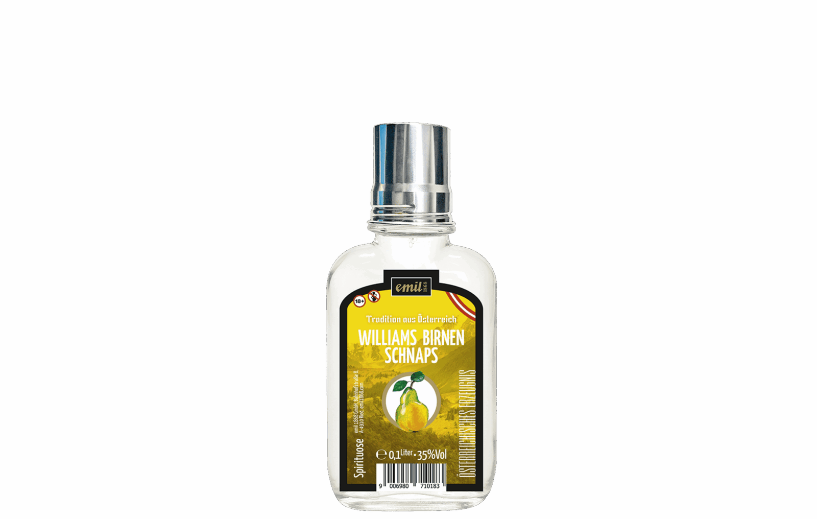 Williams Birnen Schnaps 35%vol Geschenksflasche mit Stamperl – exklusive Geschenkidee von emil 1868