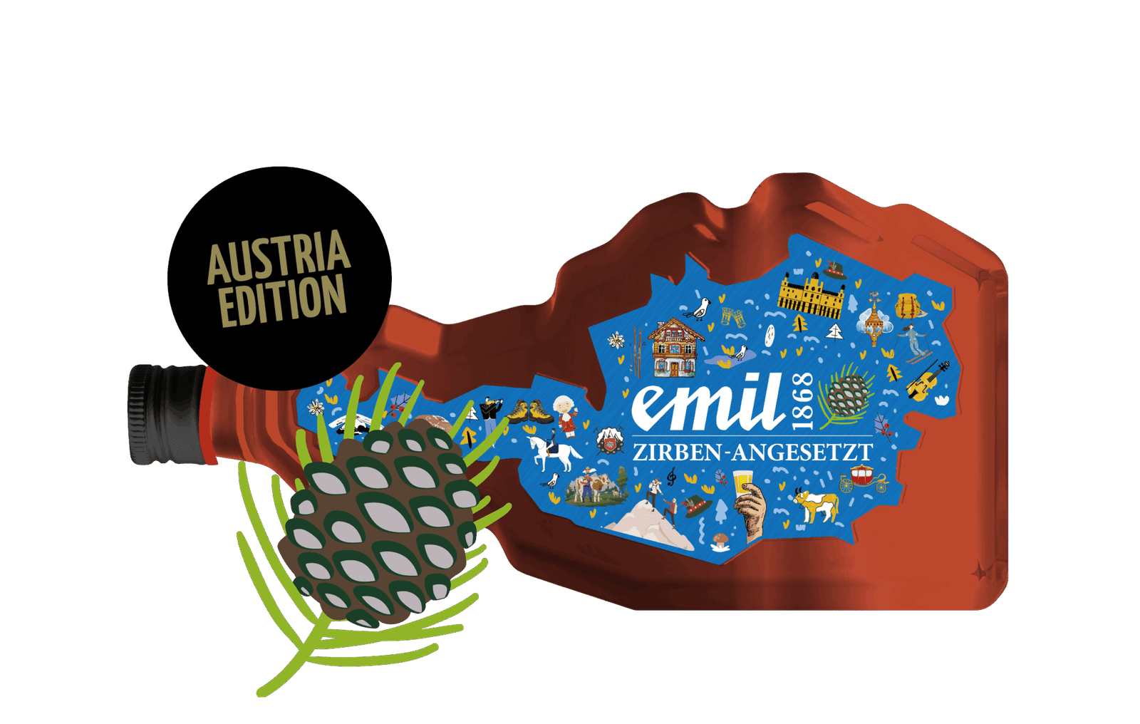Zirben Schnaps angesetzt 30%vol Sonderedition – limitierte Premiumabfüllung von emil 1868