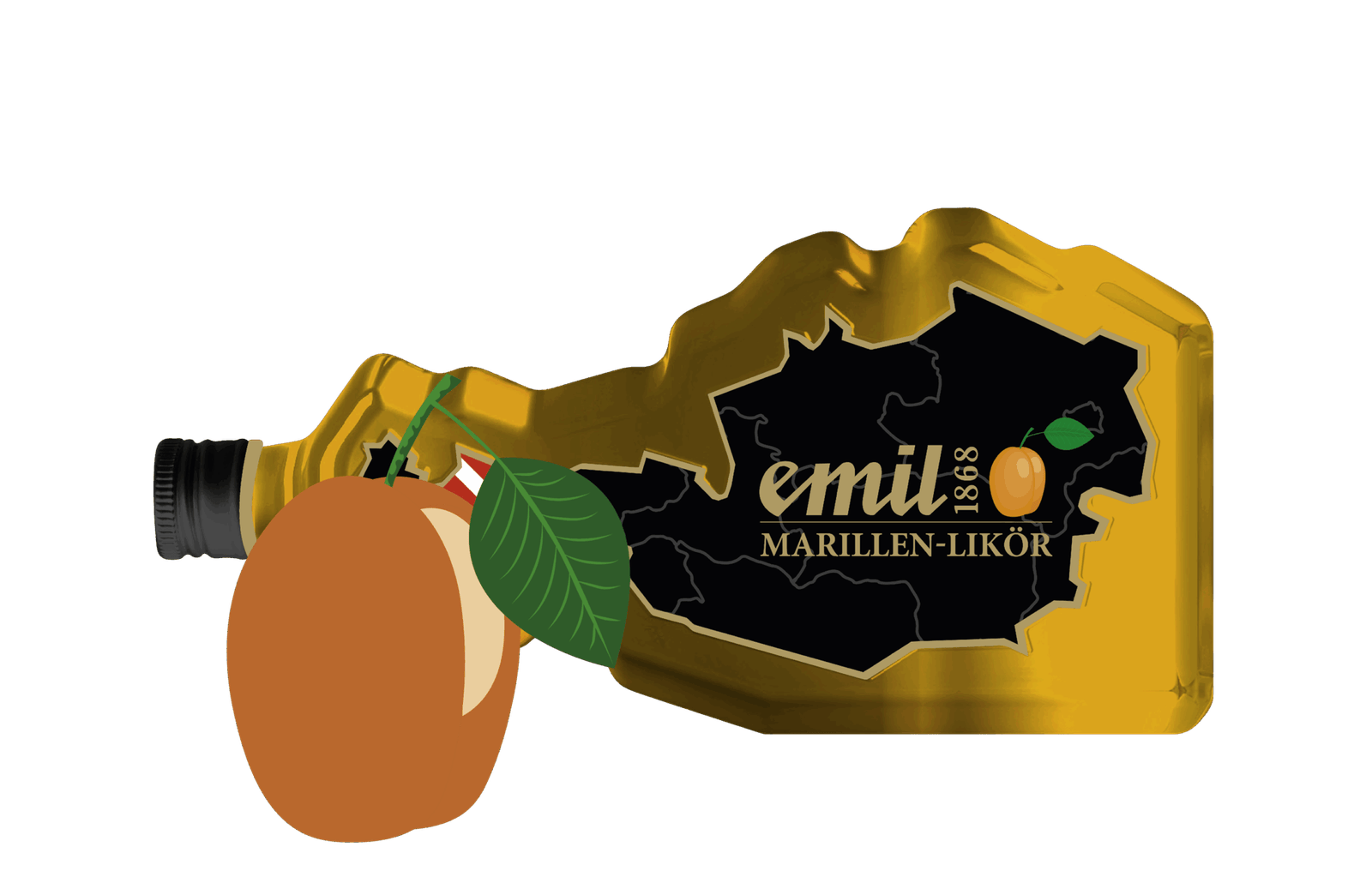 Marillen Likör 20%vol in einzigartiger Österreich-Formflasche – fruchtiger Likör von emil 1868