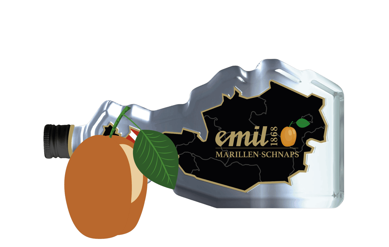 Marillen Schnaps 35%vol in einzigartiger Österreich-Formflasche – edler Obstbrand von emil 1868