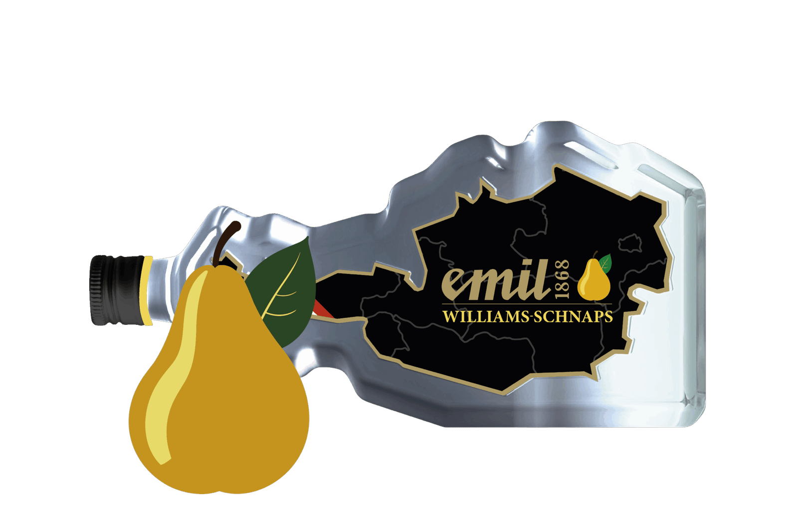 Williams Birnen Schnaps 35%vol in einzigartiger Österreich-Formflasche – edler Obstbrand von emil 1868
